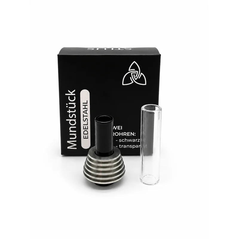 Stainless steel mouthpiece with two glass tubes