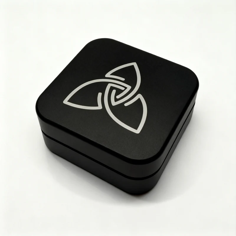 Square aluminum grinder - black, 5,5 cm